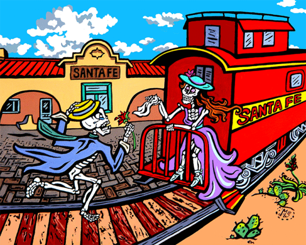 Archival Paper Print- 'Santa Fe Run-Away Train'