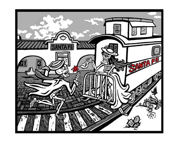 Greeting Card - 'Santa Fe Run-Away Train'
